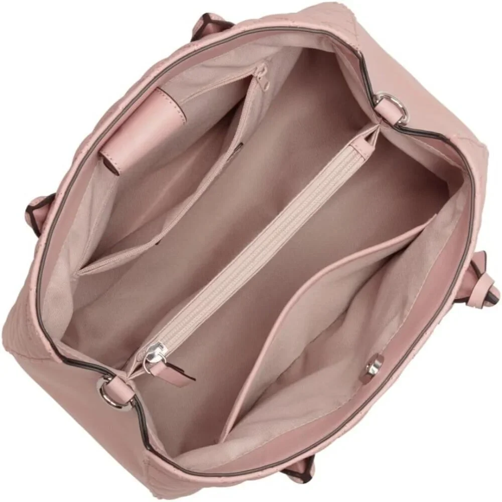 Women's Satchel Cotton Blend Lining Zip Closure Modern Pink Elegant Bag